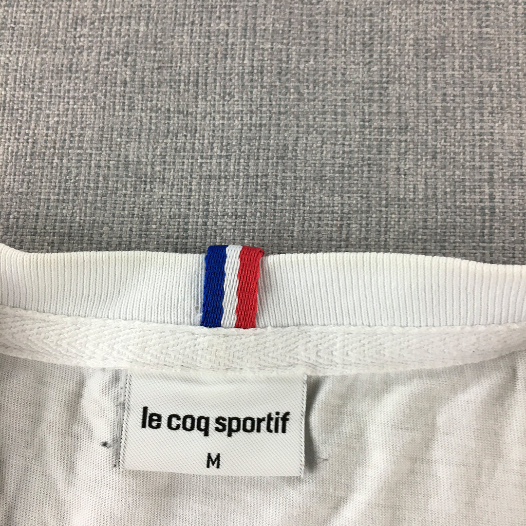 Le Coq Sportif Mens Tank Top Size M White Logo Sleeveless Singlet Shirt