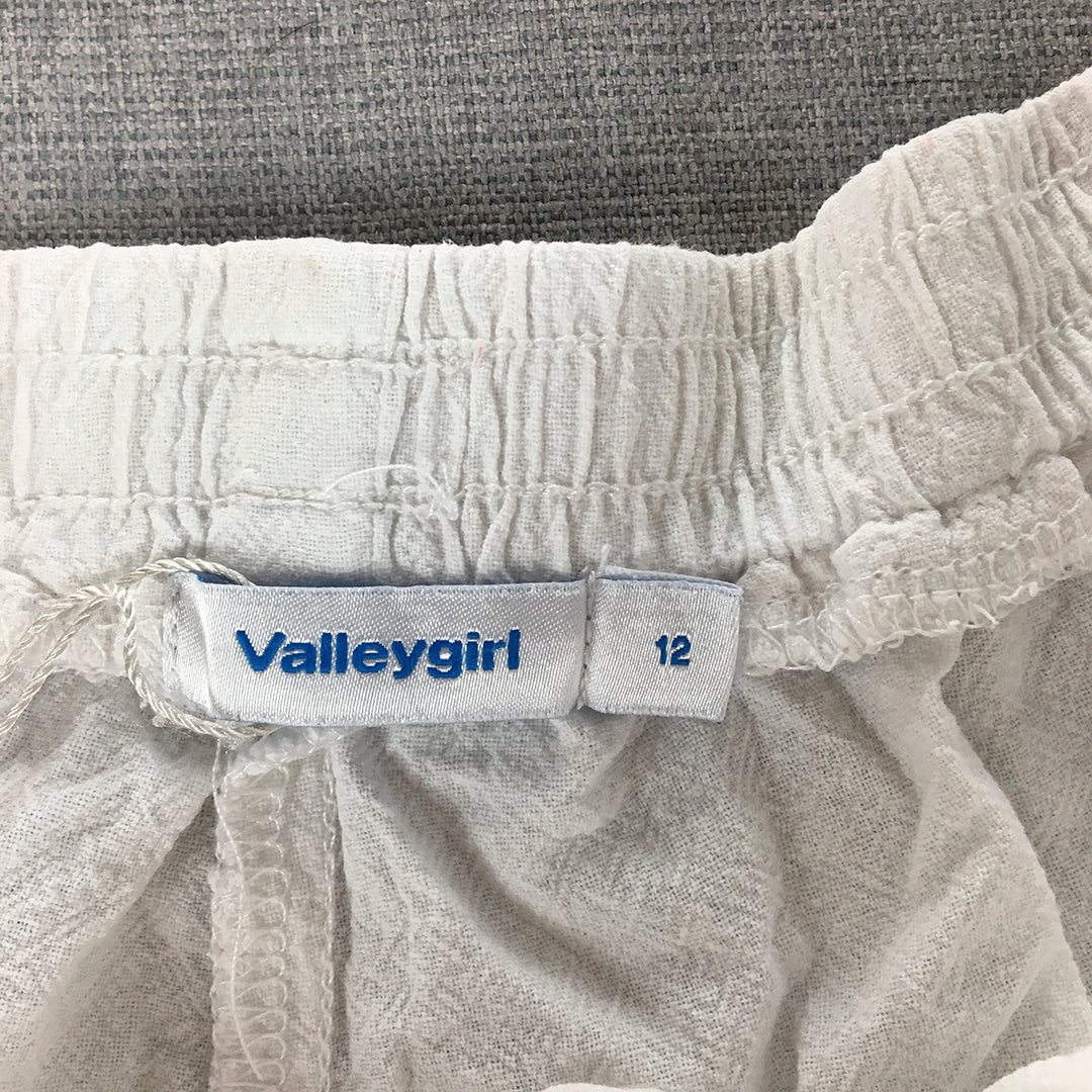 Valleygirl Womens Shorts Size 12 White Elastic Waist Drawstring