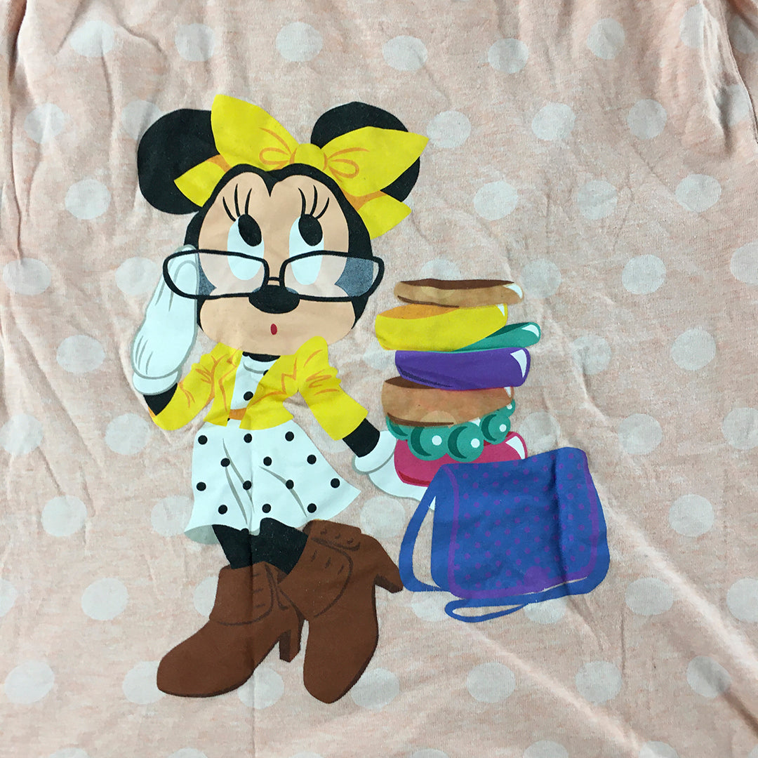 Disney Minnie Mouse Kids Girls Top Size 8 - 10 Years Pink Short Sleeve T-Shirt