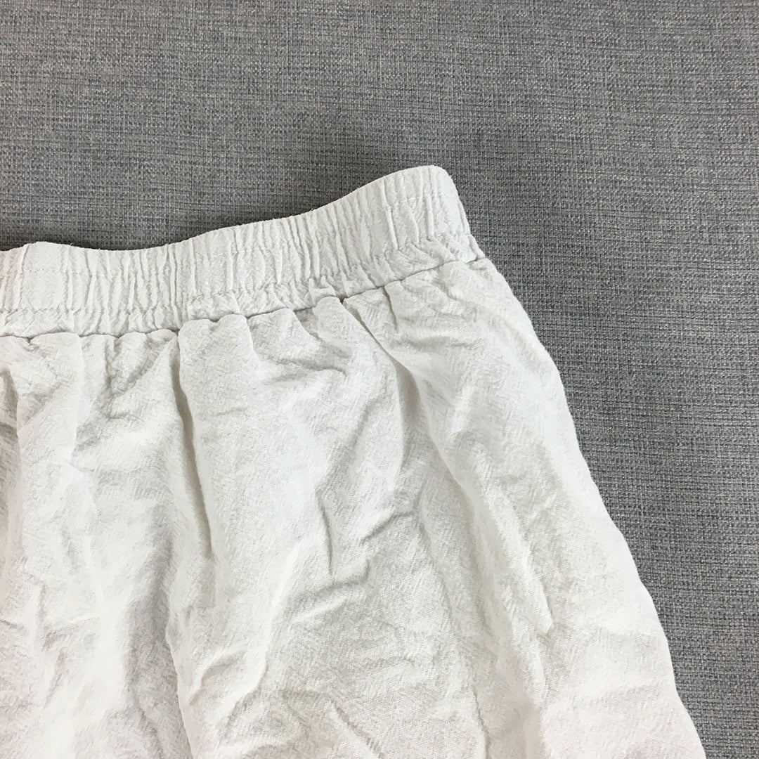 Valleygirl Womens Shorts Size 12 White Elastic Waist Drawstring