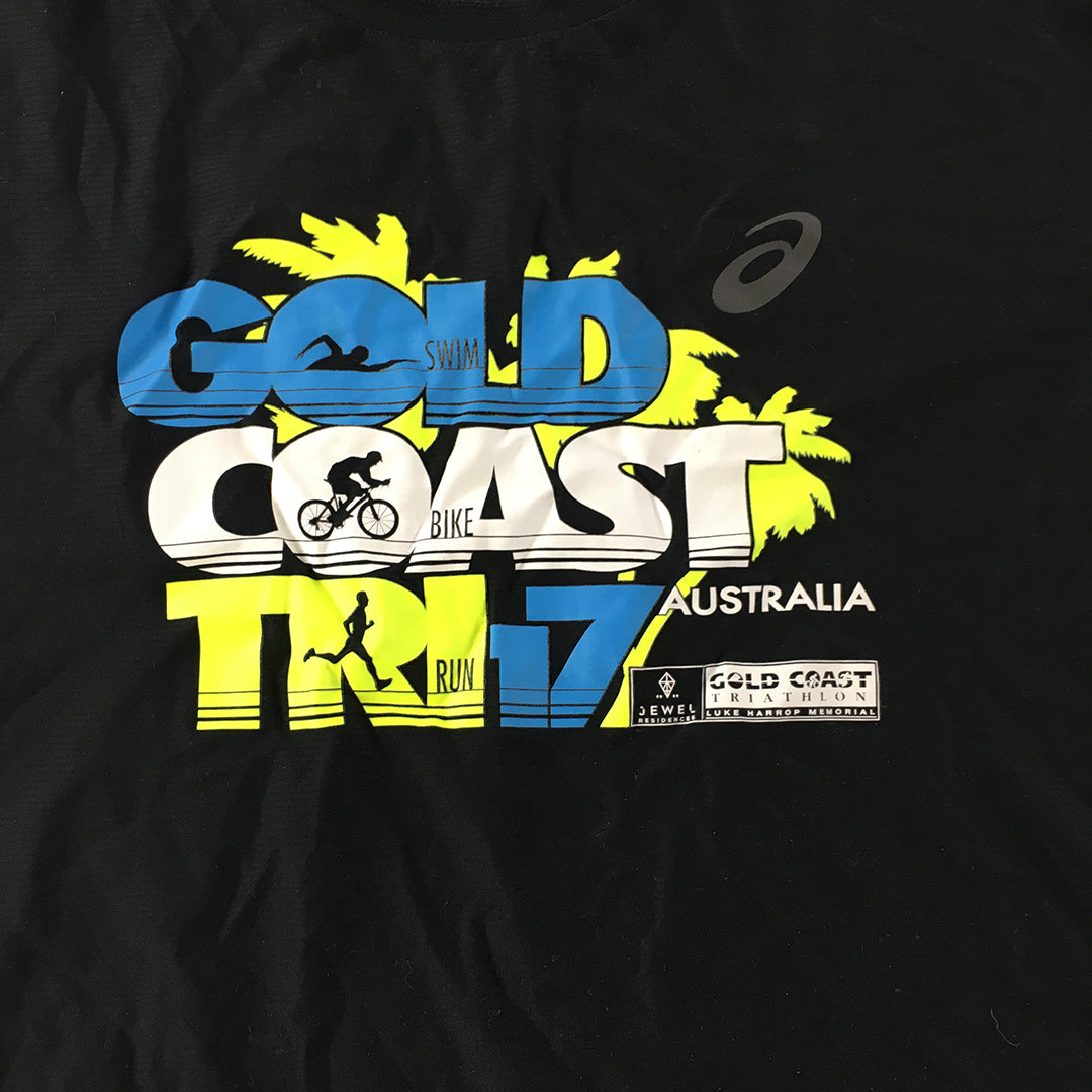 Asics Gold Coast Triathlon 2017 Mens T-Shirt Size XL Black Short Sleeve Running