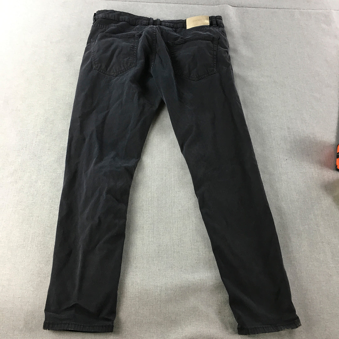 Zara Mens Chino Pants Size 34 (W34 x L31) Navy Blue Pockets