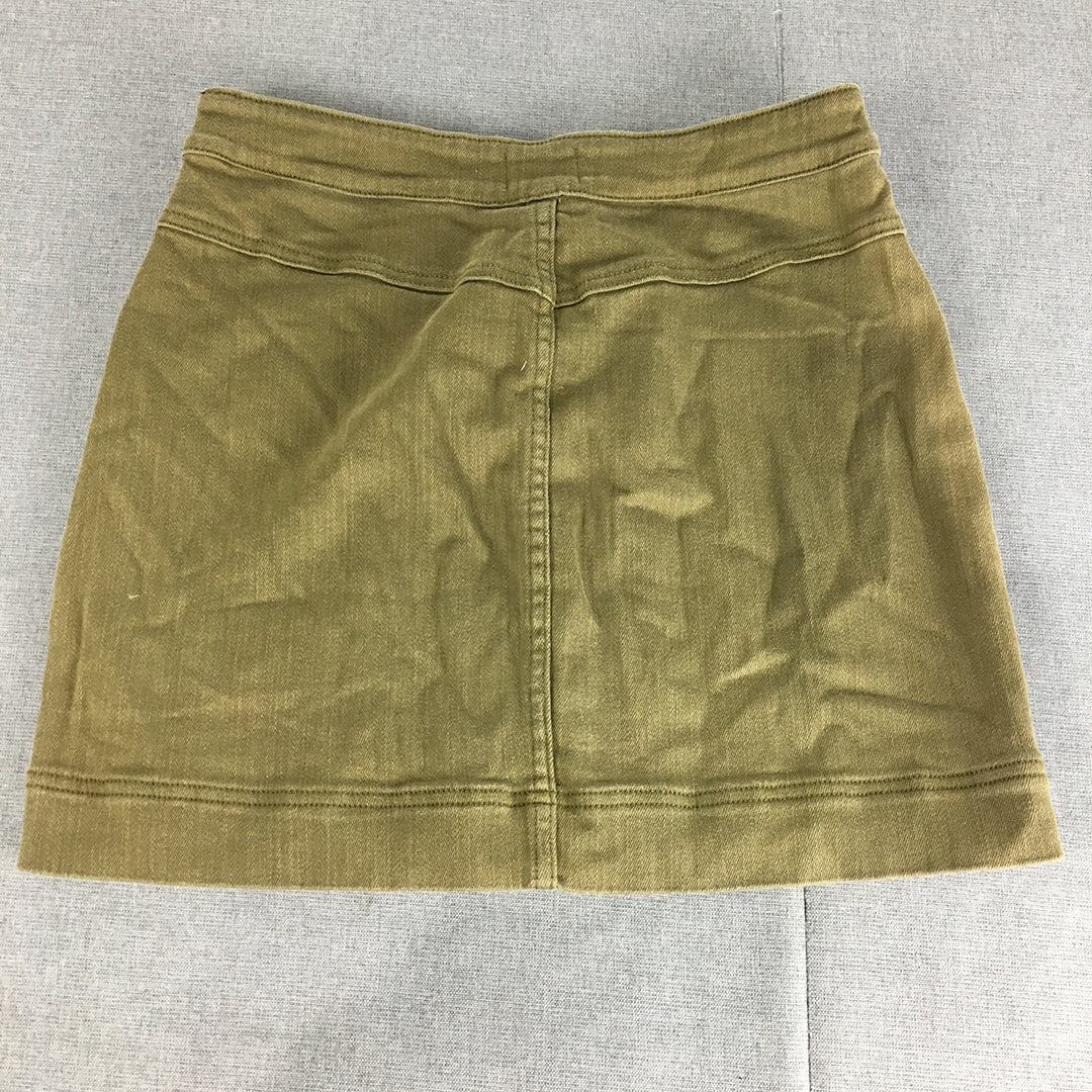 Seed Heritage Womens Denim Mini Skirt Size 10 Brown Pockets Stretch