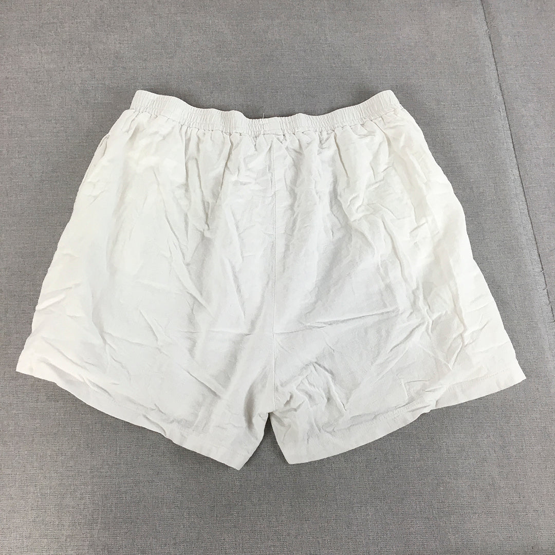 Valleygirl Womens Shorts Size 12 White Elastic Waist Drawstring