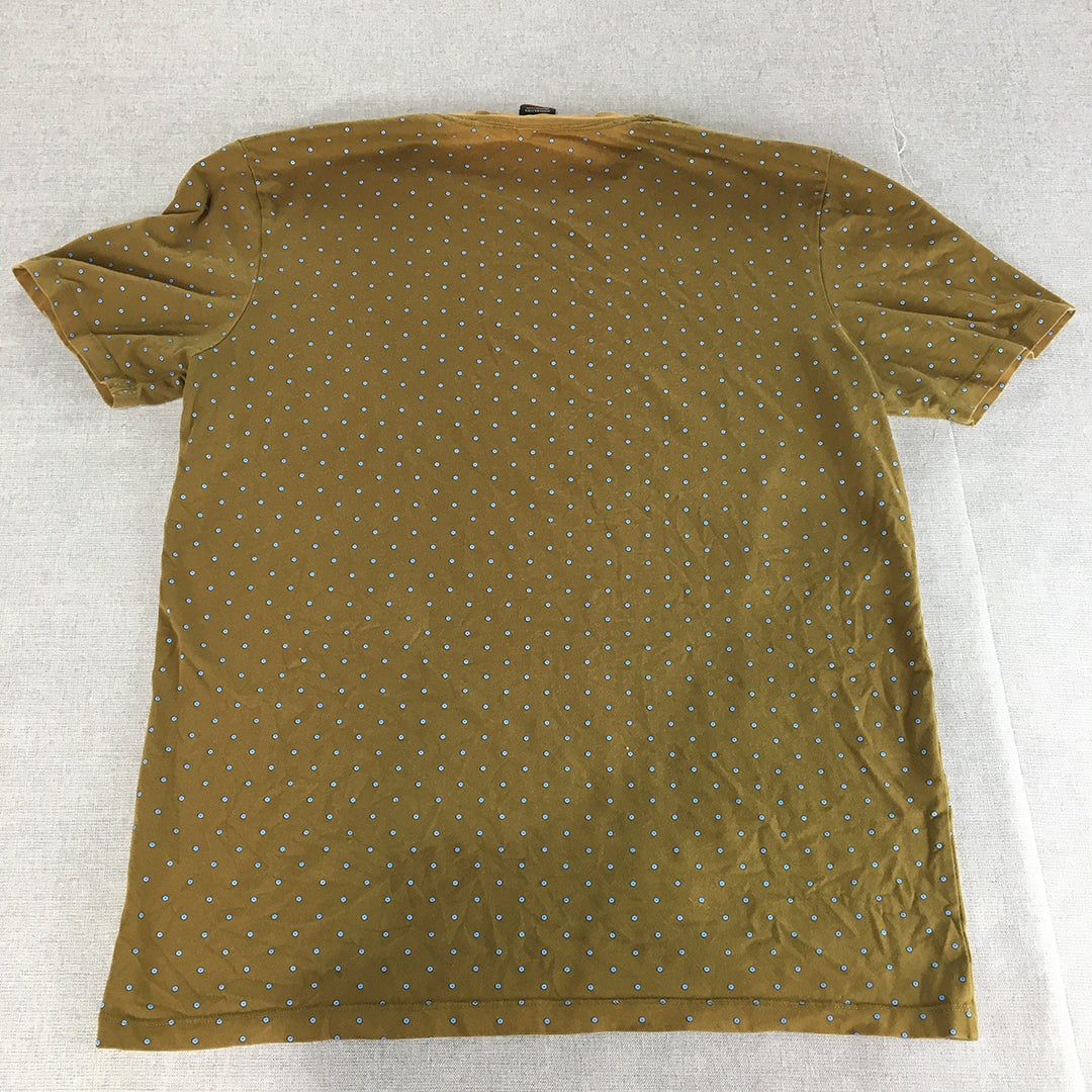 Scotch & Soda Mens T-Shirt Size L Brown Dot Short Sleeve Logo Crew Neck Tee