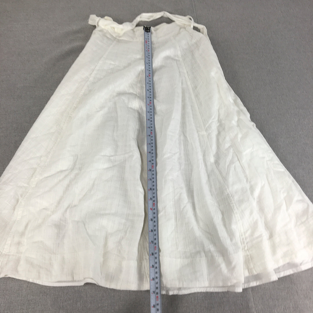 Seed Heritage Womens A-Line Skirt Size XS White Button Up Belted Long