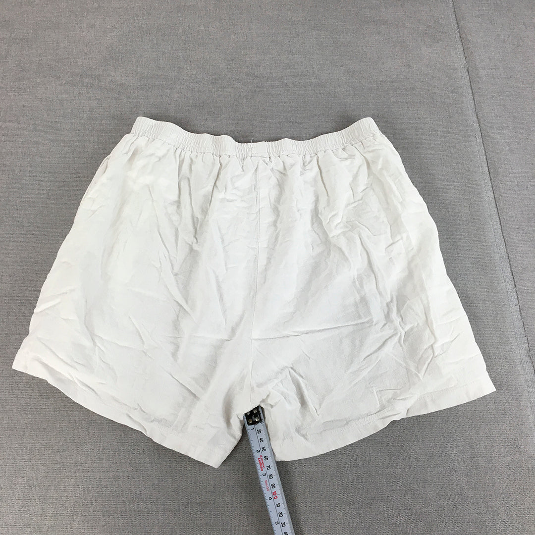 Valleygirl Womens Shorts Size 12 White Elastic Waist Drawstring