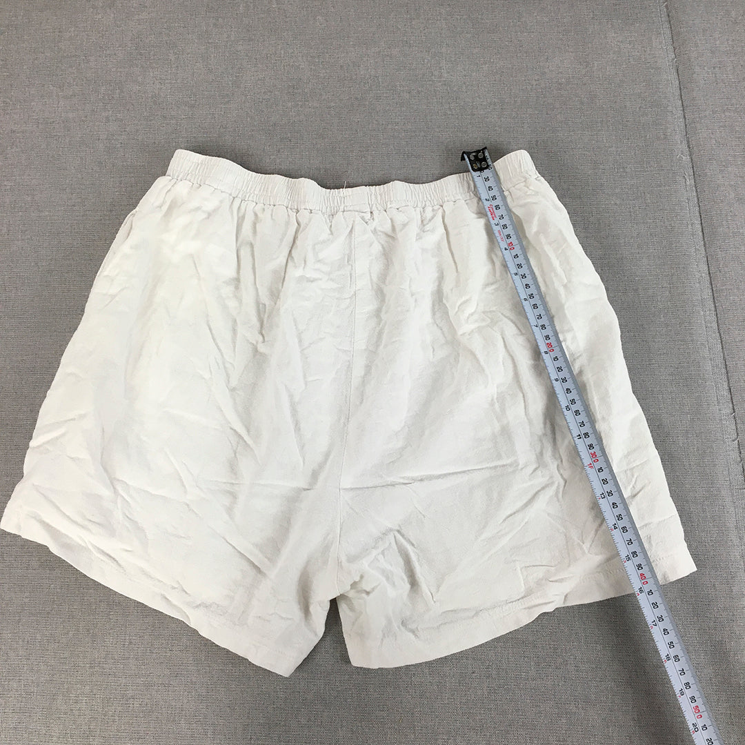 Valleygirl Womens Shorts Size 12 White Elastic Waist Drawstring