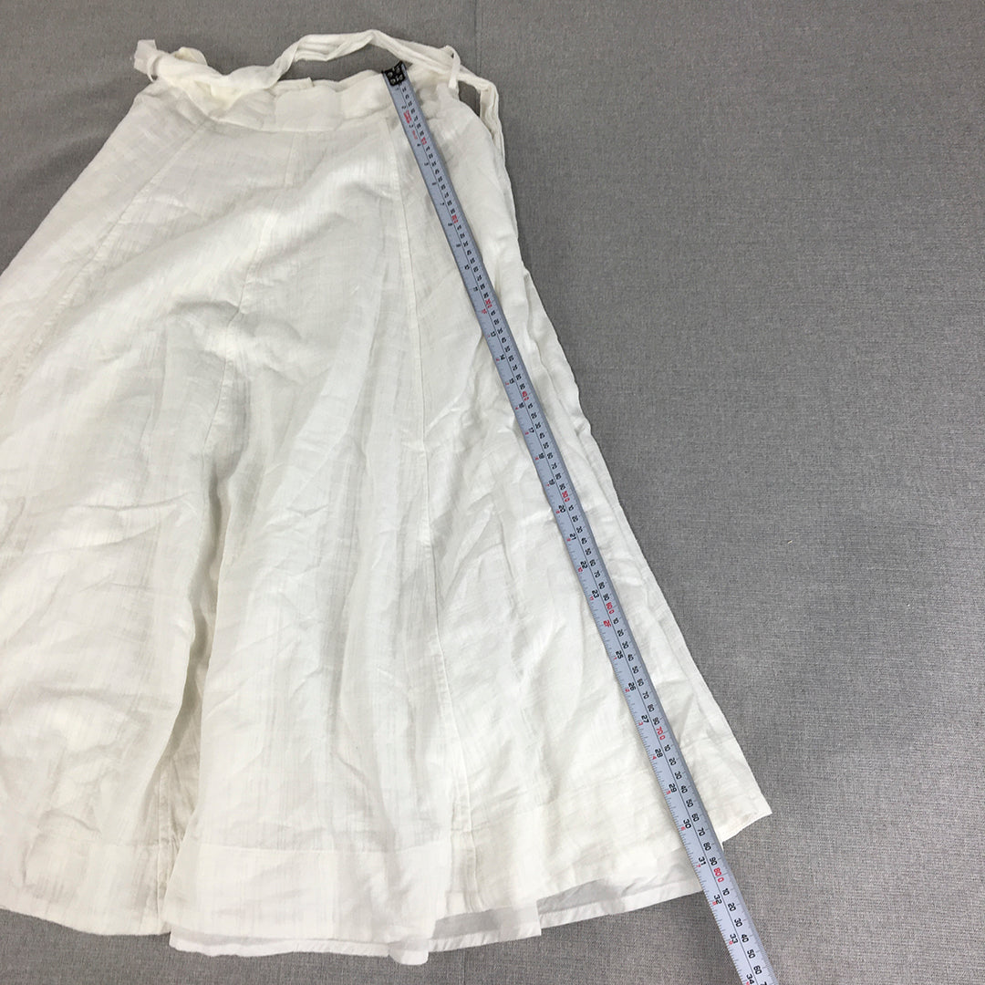 Seed Heritage Womens A-Line Skirt Size XS White Button Up Belted Long