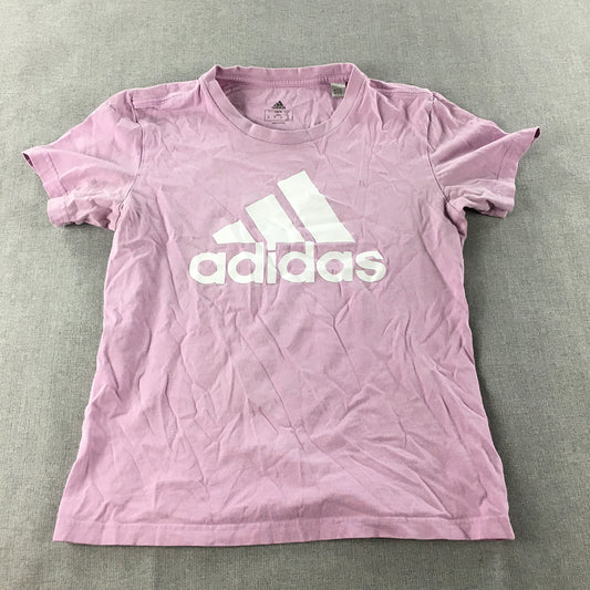 Adidas Womens T-Shirt Size S Pink Big Logo Short Sleeve Crew Neck Top