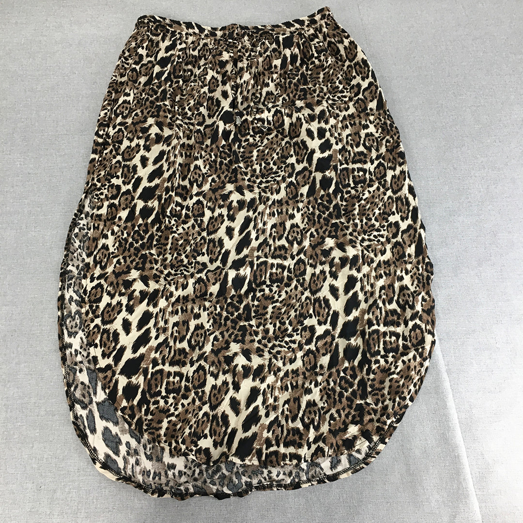 Caroline Morgan Womens Skirt Size 16  Brown Animal Print Dot Elastic Waist