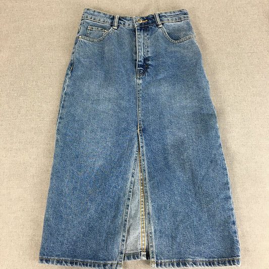 Zara Trf Denim Womens Skirt Size XS Blue A-Line Pockets