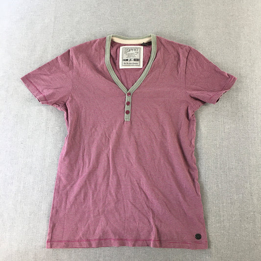 Esprit Womens Shirt Size S Pink Striped Short Sleeve Top