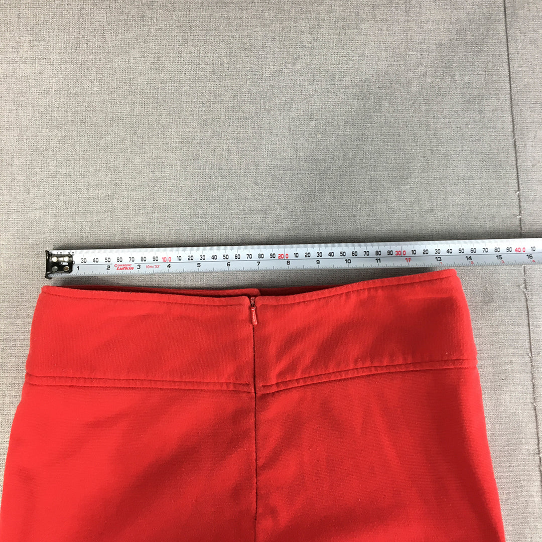 Valleygirl Womens Midi Skirt Size 8 Red Straight Pencil Stretch