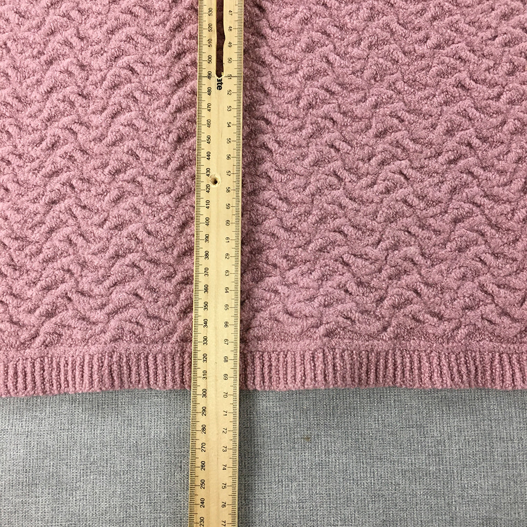 $169 RRP Uimi 100% Merino Wool Blanket Pink Cable Knit Bassinet Size 70 x 70