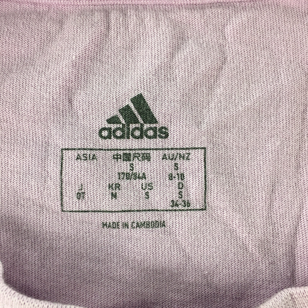 Adidas Womens T-Shirt Size S Pink Big Logo Short Sleeve Crew Neck Top