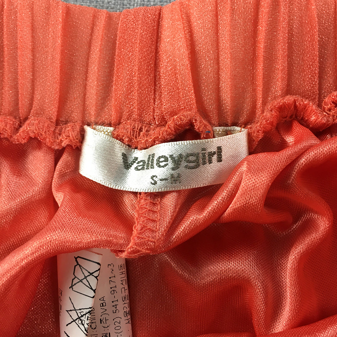 Valleygirl Womens A-Line Skirt Size S-M Coral Orange Pleated Elastic Waist