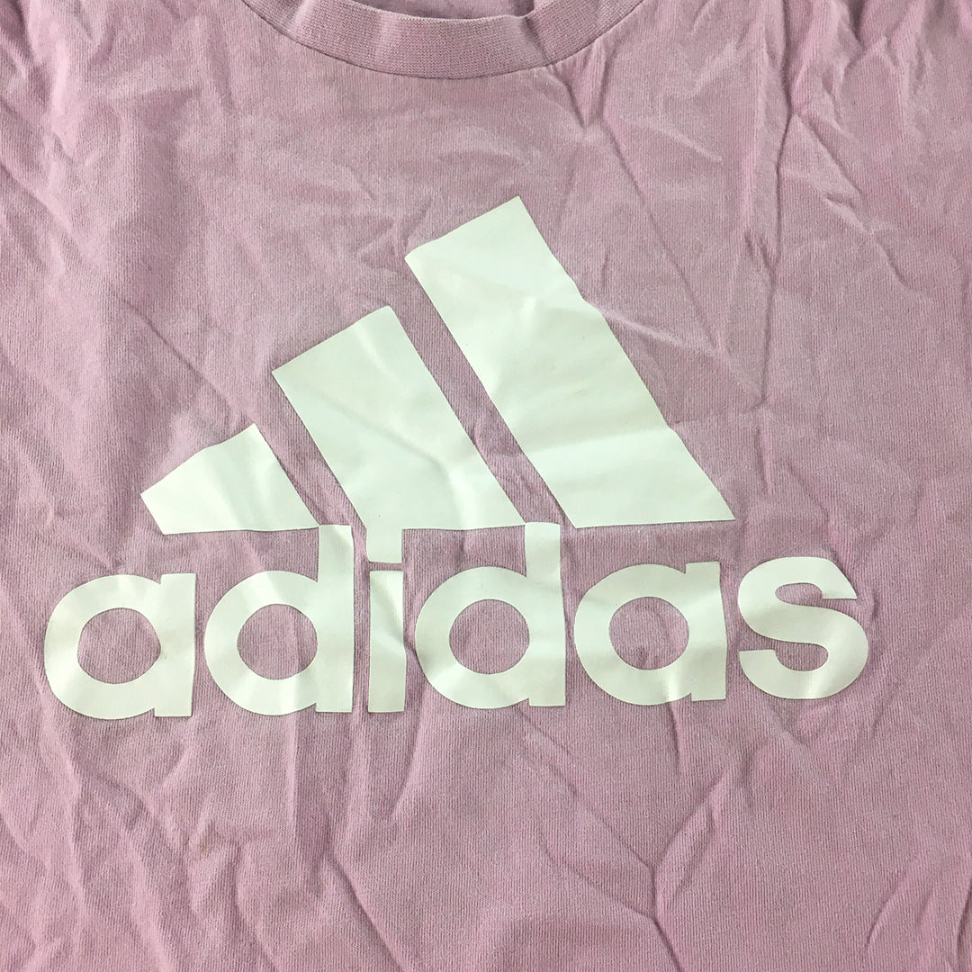 Adidas Womens T-Shirt Size S Pink Big Logo Short Sleeve Crew Neck Top