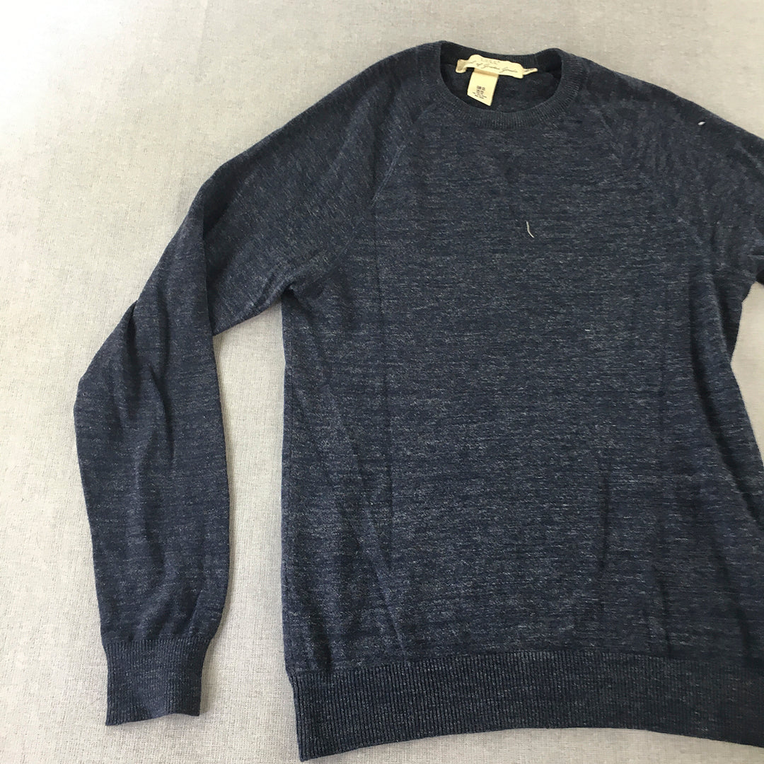 H&M Womens Knit Sweater Size XS Navy Blue Crew Neck Jumper