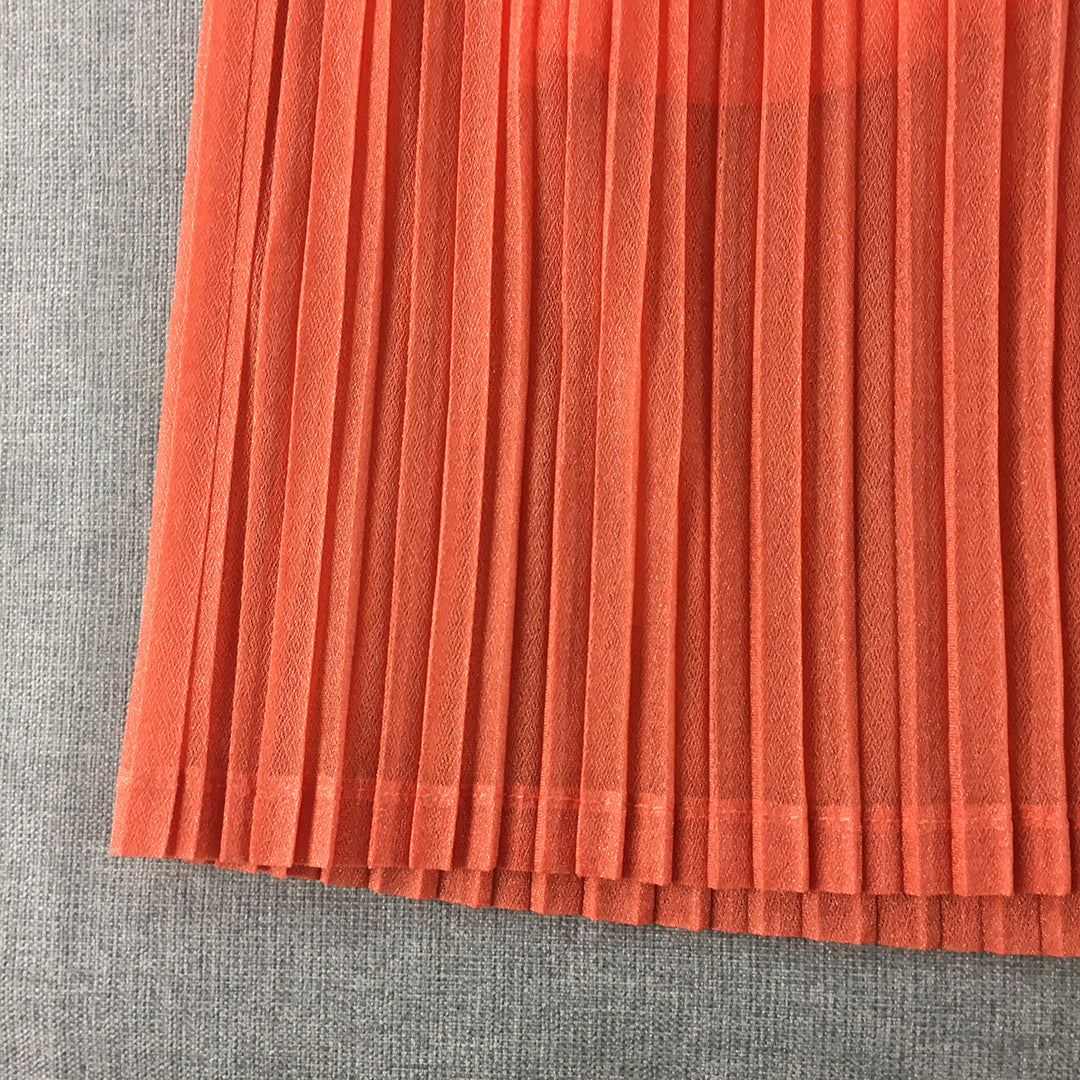 Valleygirl Womens A-Line Skirt Size S-M Coral Orange Pleated Elastic Waist