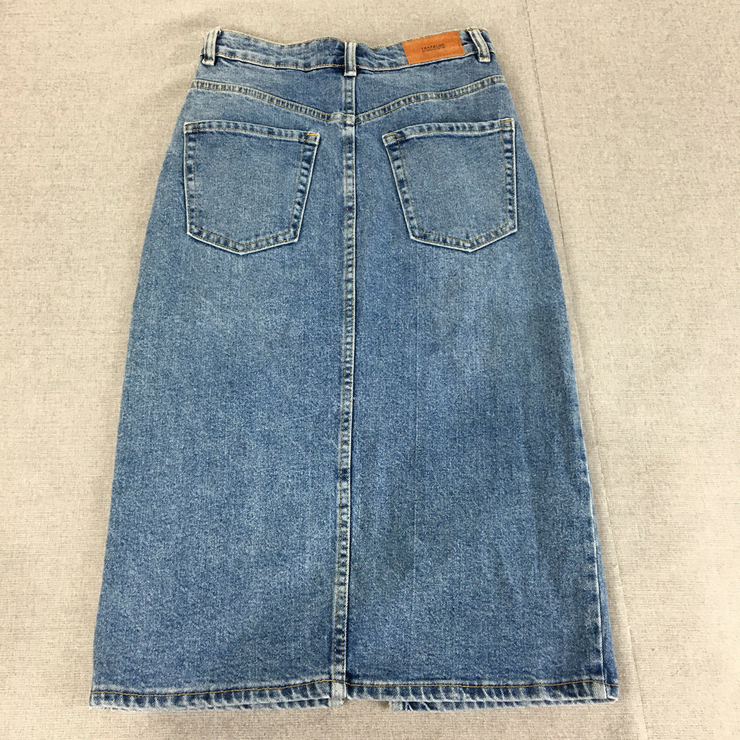 Zara Trf Denim Womens Skirt Size XS Blue A-Line Pockets