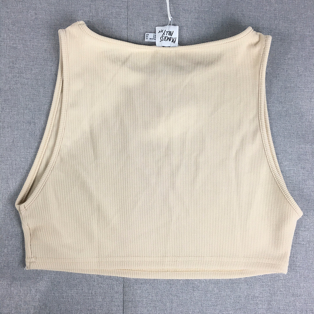 NEW Princess Polly Womens Cropped Tank Top Size 14 Brown Knit Stretch Fabric