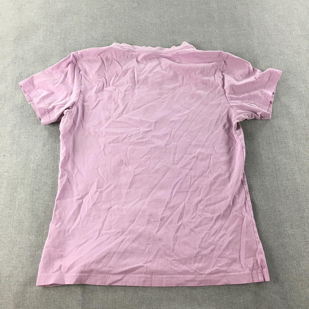 Adidas Womens T-Shirt Size S Pink Big Logo Short Sleeve Crew Neck Top