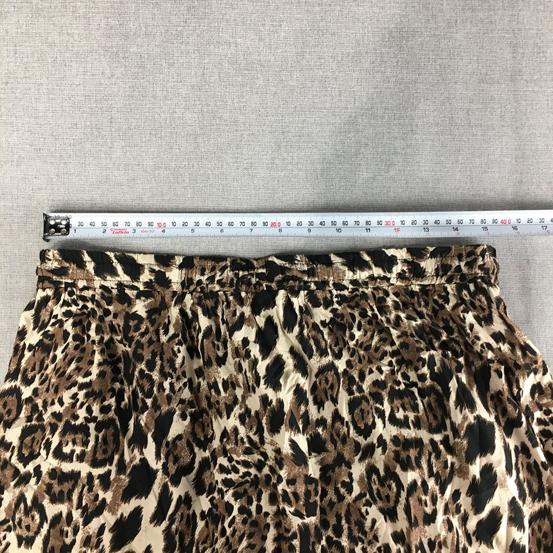 Caroline Morgan Womens Skirt Size 16  Brown Animal Print Dot Elastic Waist