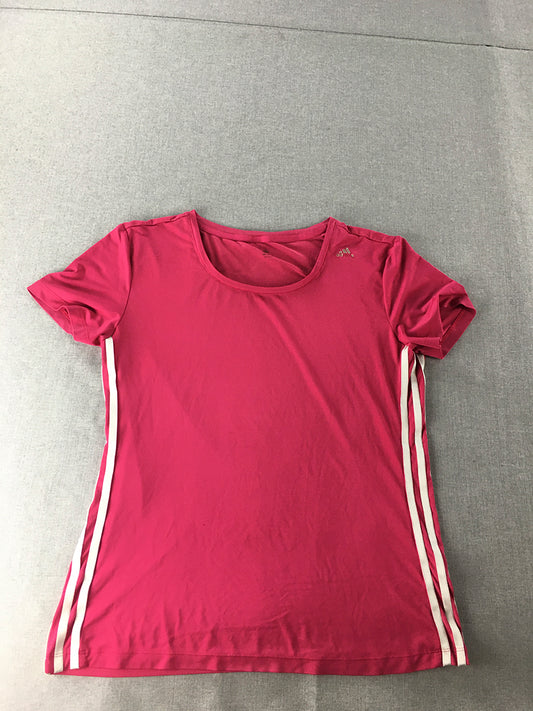 Adidas Womens T-Shirt Size L Pink Short Sleeve Top