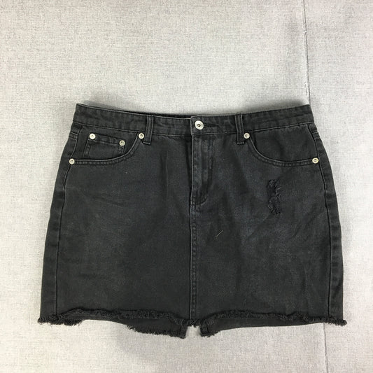 Seed Heritage Womens Mini Skirt Size 12 Black Denim Raw Hem