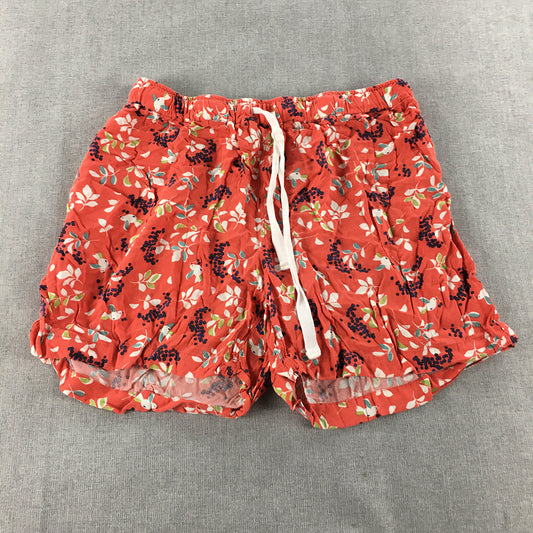 Uniqlo Womens Shorts Size L Red Floral Drawstring Elastic Waist