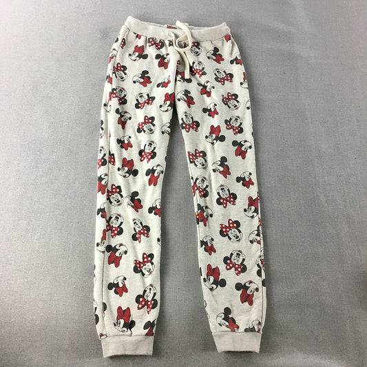 Disney Minnie Mouse Kids Girls Tracksuit Pants Size 13 - 14 Years White Jogger