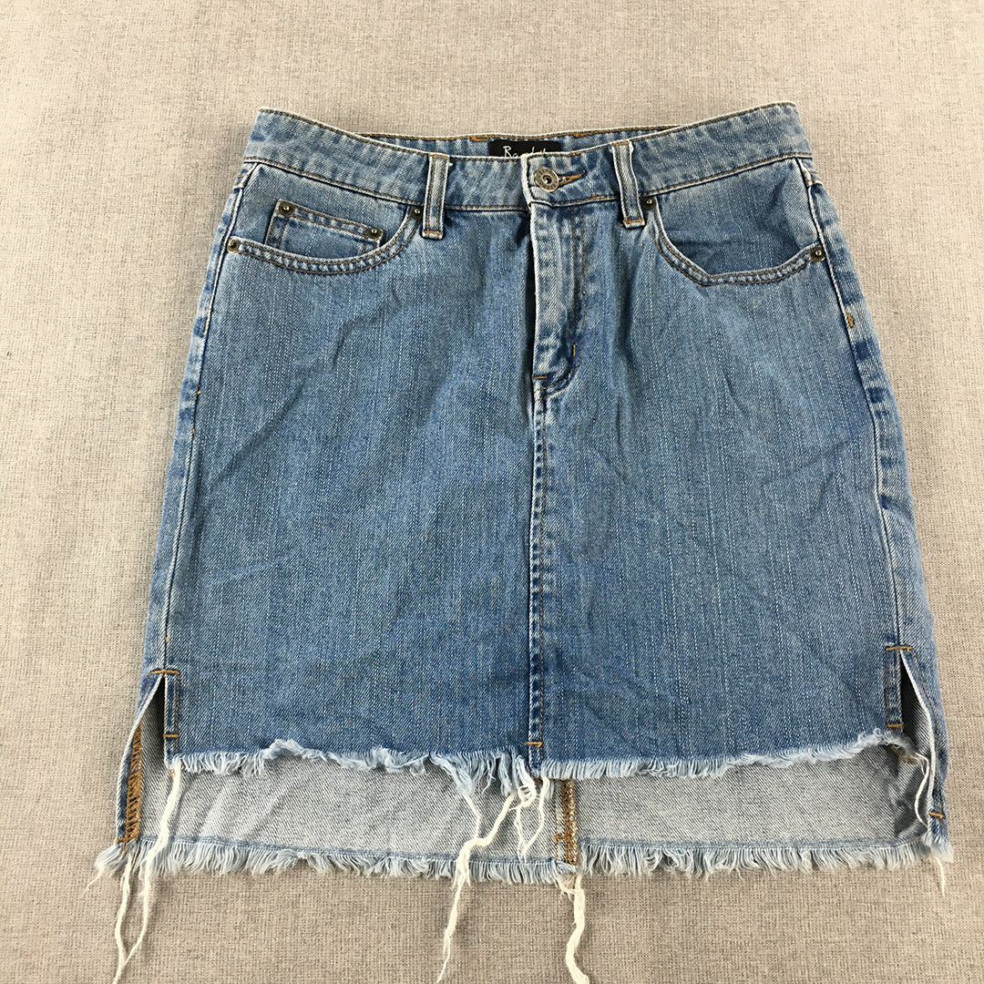 Bardot Womens Denim Skirt Size 10 Blue Raw Hem Mini