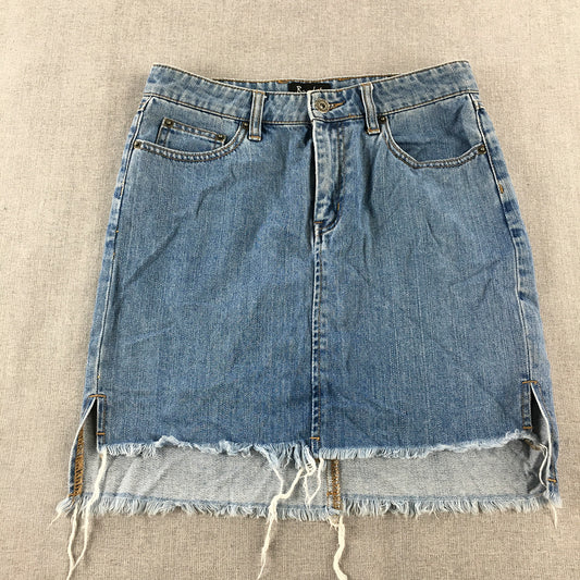 Bardot Womens Denim Skirt Size 10 Blue Raw Hem Mini