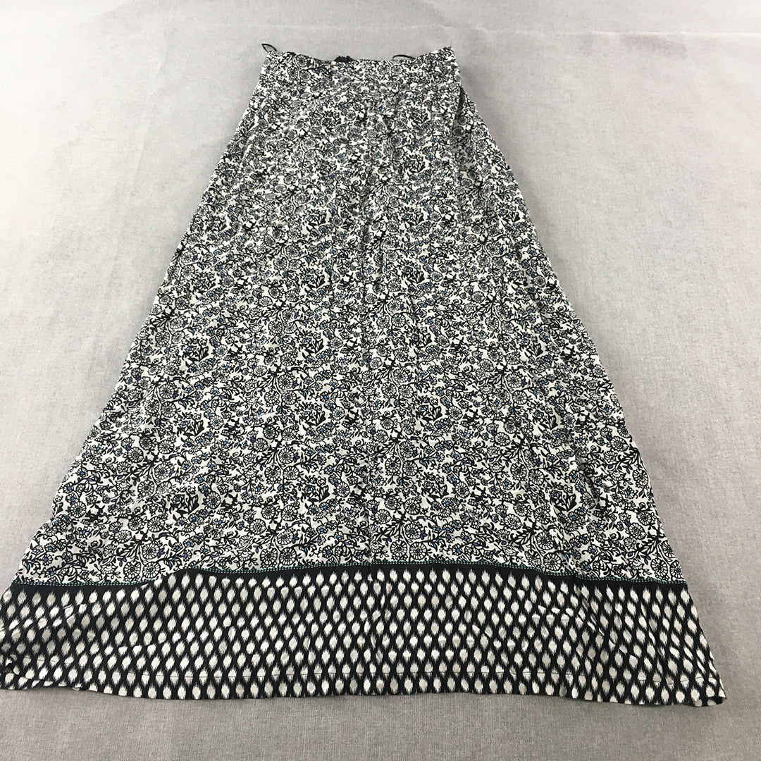 Portmans Womens Maxi Skirt Size 6 White Black Floral