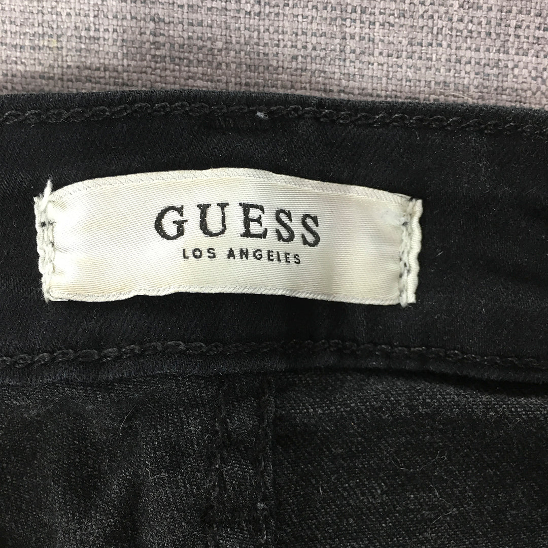 Guess Womens Skinny Jeans Size 25 Black Dark Wash Denim Stretch