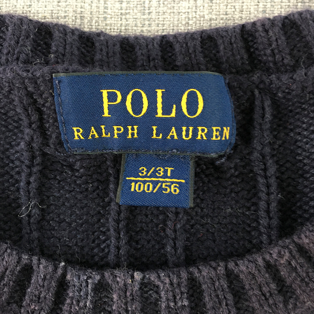 Polo Ralph Lauren Kids Boys Cable Knit Sweater Size 3 Toddler Navy Blue