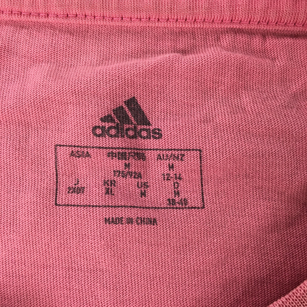 Adidas Womens T-Shirt Size M Pink Big Logo Short Sleeve Top