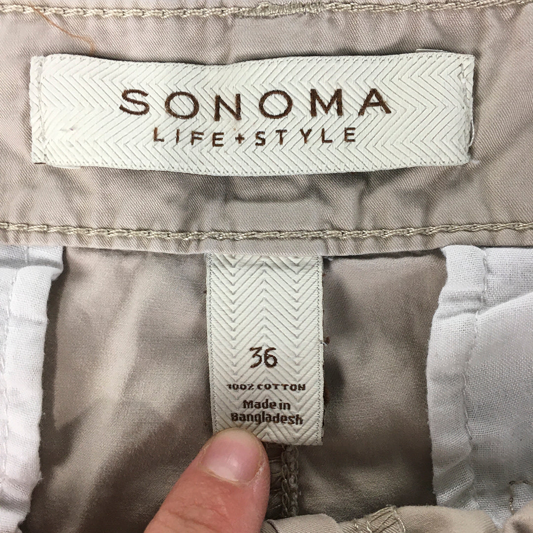 Sonoma Mens Cargo Shorts Size 36 Grey Utility Pockets Outdoor