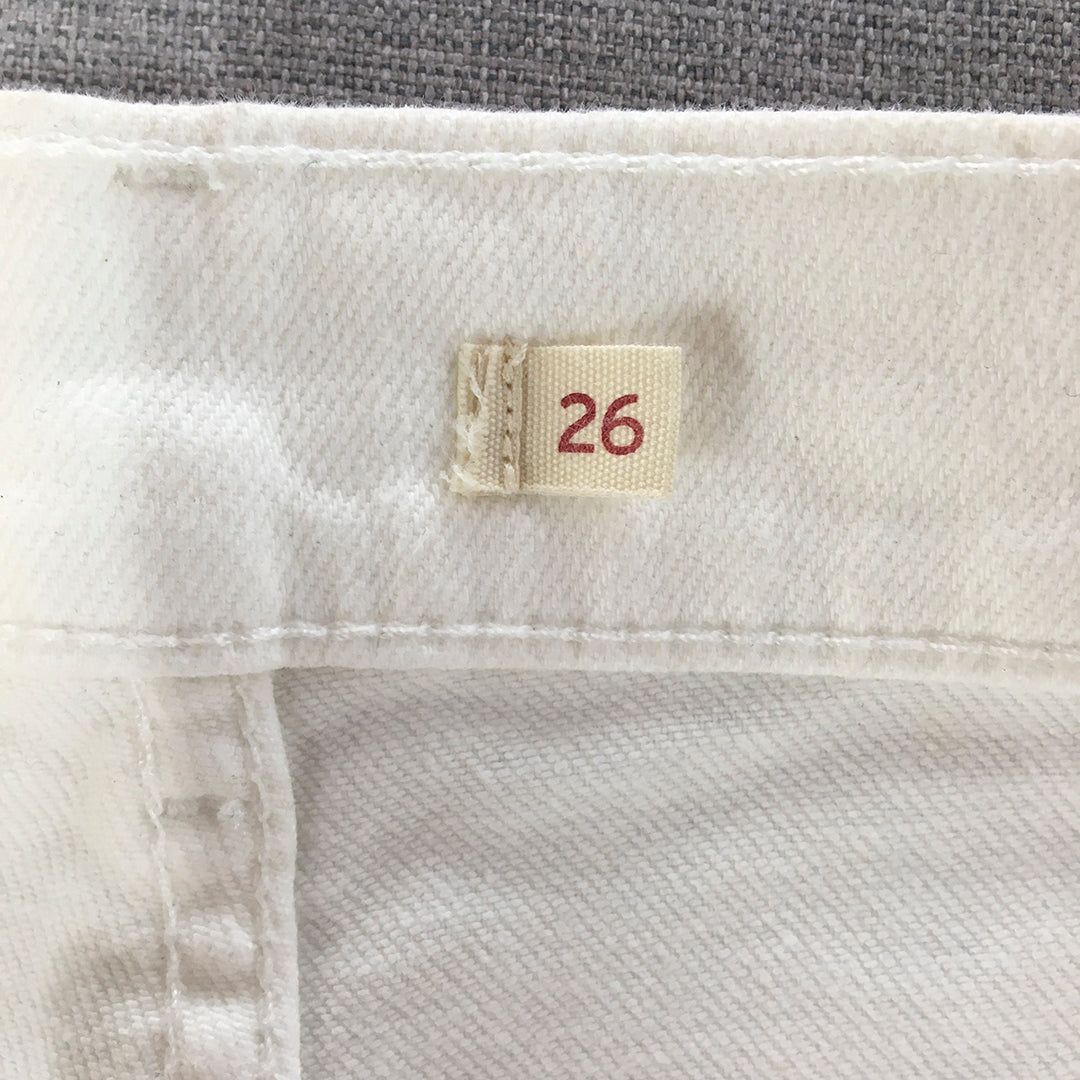 Levi's Womens Knee Length Shorts Size 26 White Denim Slim Fit