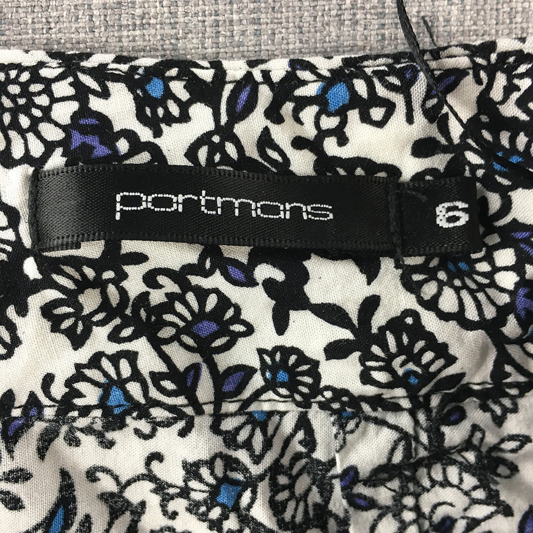 Portmans Womens Maxi Skirt Size 6 White Black Floral