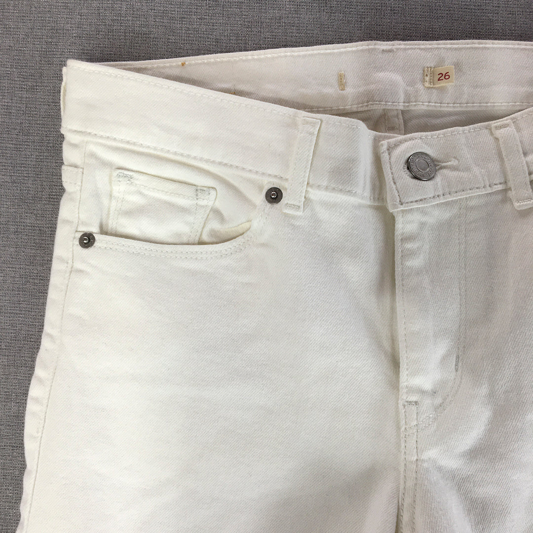 Levi's Womens Knee Length Shorts Size 26 White Denim Slim Fit