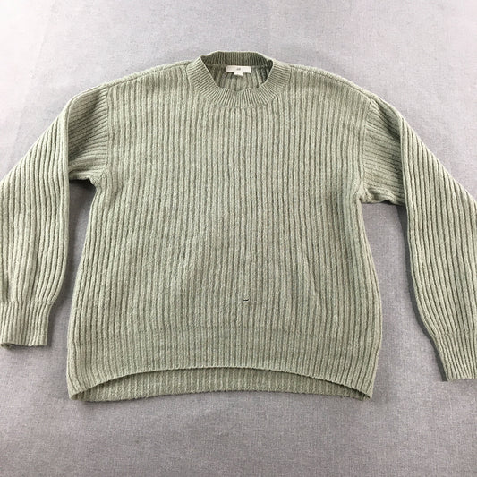 H&M Mens Wool Blend Sweater Size XS Green Cable Knit Jumper