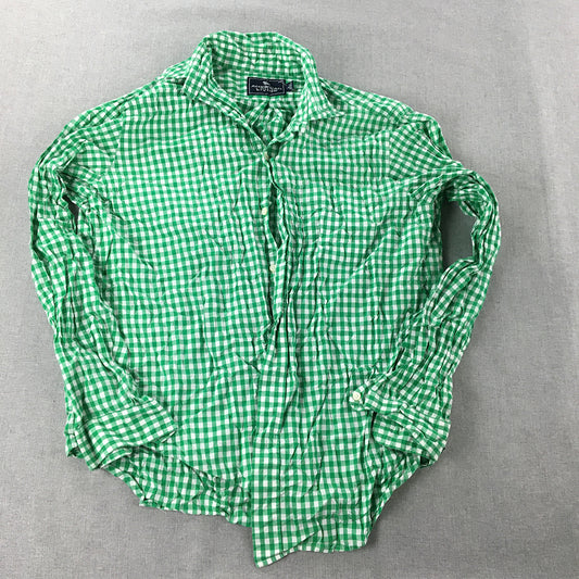 American Living Mens Shirt Size L Green White Checkered Button-Up