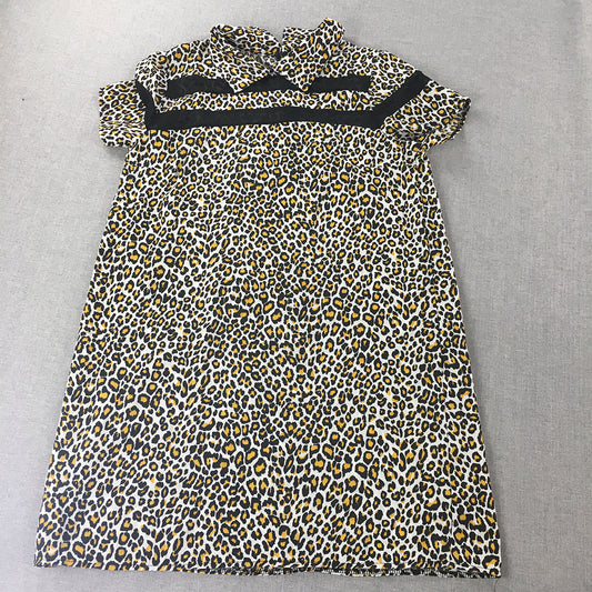 Love Womens A-Line Dress Size M White Yellow Black Dot Mini Collared