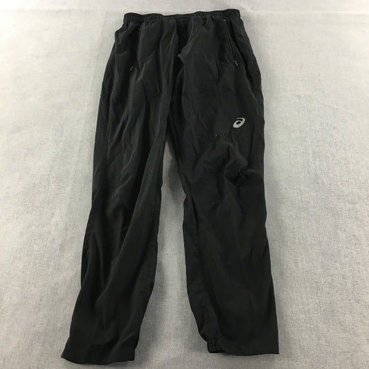 Asics Mens Jogger Pants Size M Black Logo Zip Pockets Tracksuit