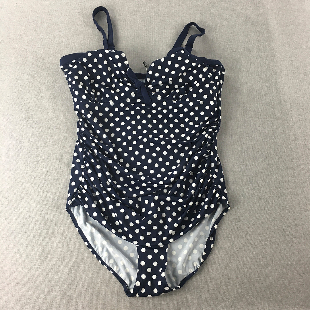 NEW Lilly And Lou Beach Womens Swimsuit Size 20 Blue White Polka Dot One Piece