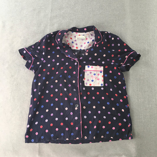 Peter Alexander Womens Sleep Shirt Size M Navy Blue Polka Dot Pajama Button