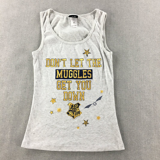 Harry Potter Kids Girls Tank Top Size 12 Grey Hogwarts Sleeveless Shirt