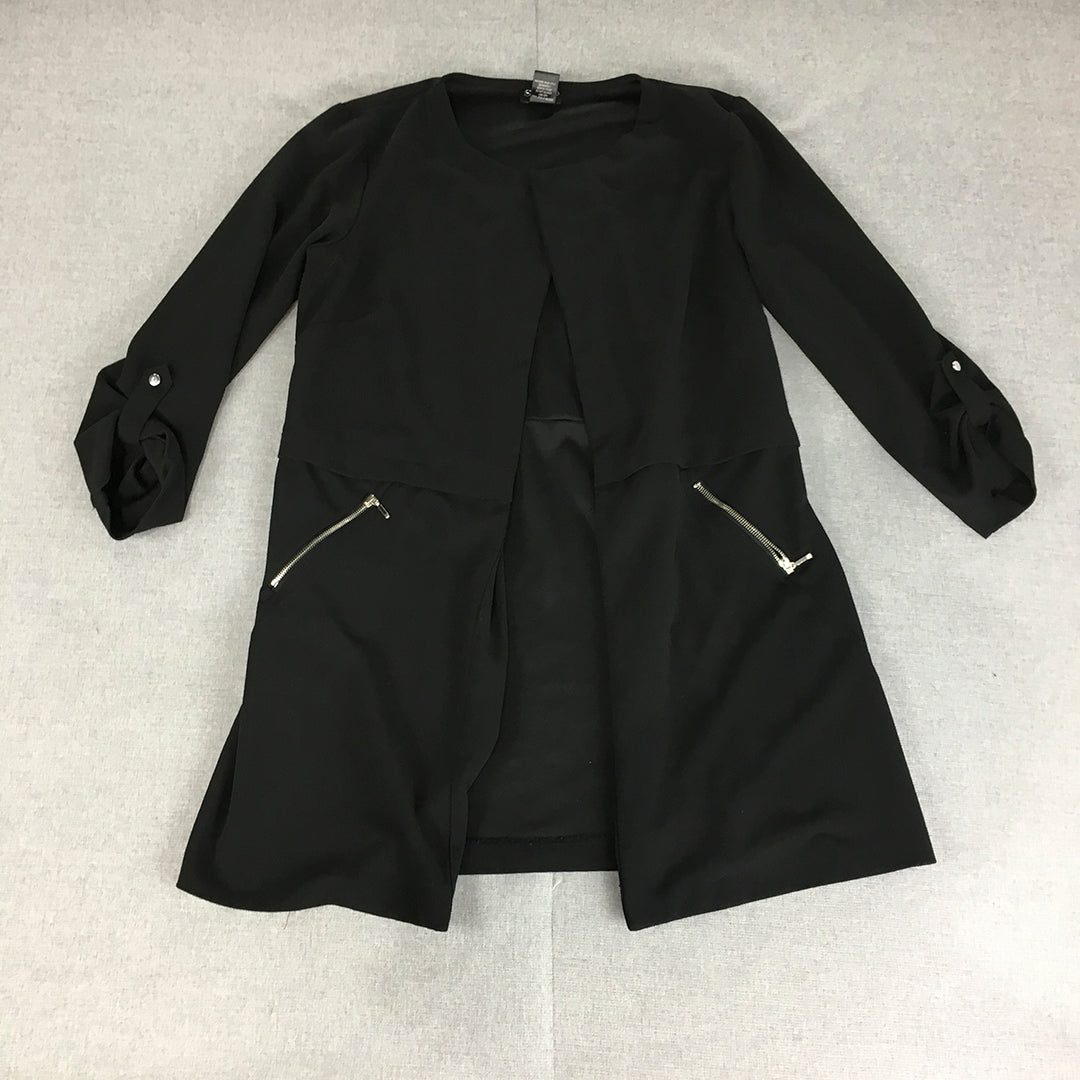 Soho Apparel Womens Waterfall Front Jacket Size S Black Open Front Long Sleeve